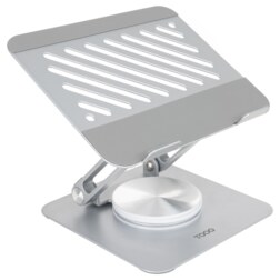 TooQ Soporte de Sobremesa con rotación 360° y ajustable para dispositivos de hasta 13”, Color Plata