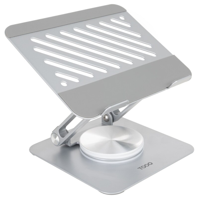 TooQ Soporte de Sobremesa con rotación 360° y ajustable para dispositivos de hasta 13”, Color Plata