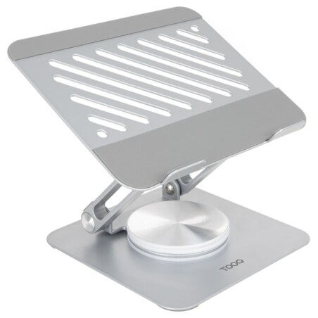 TooQ Soporte de Sobremesa con rotación 360° y ajustable para dispositivos de hasta 13”, Color Plata
