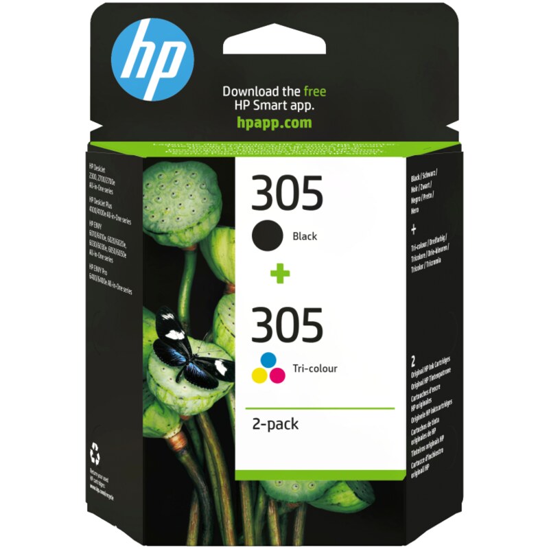 HP Paquete de 2 cartuchos de tinta original 305 tricolor / negro