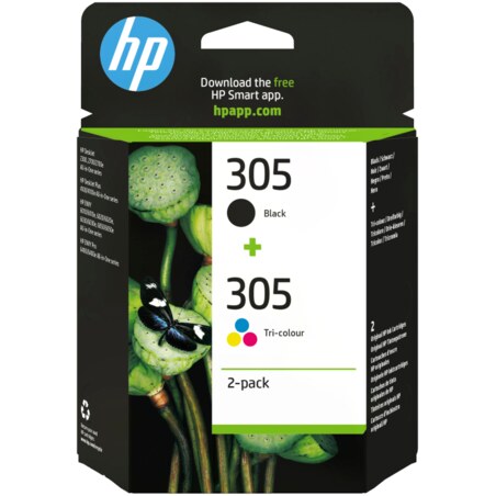 HP Paquete de 2 cartuchos de tinta original 305 tricolor / negro