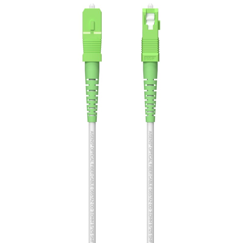 AISENS Cable Fibra Óptica Latiguillo G657A2 3.0 9/125 SMF Simplex CPR DCA LSZH, SC/APC-SC/APC, Blanco, 80 m