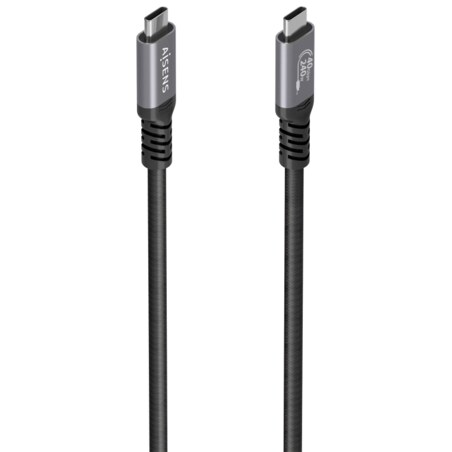 AISENS Cable USB4 Gen3x2 Aluminio 40Gbps 8K@60Hz 5A 48V 240W E-Mark, Tipo USB-C/M-USB-C/M, Negro, 0.5M