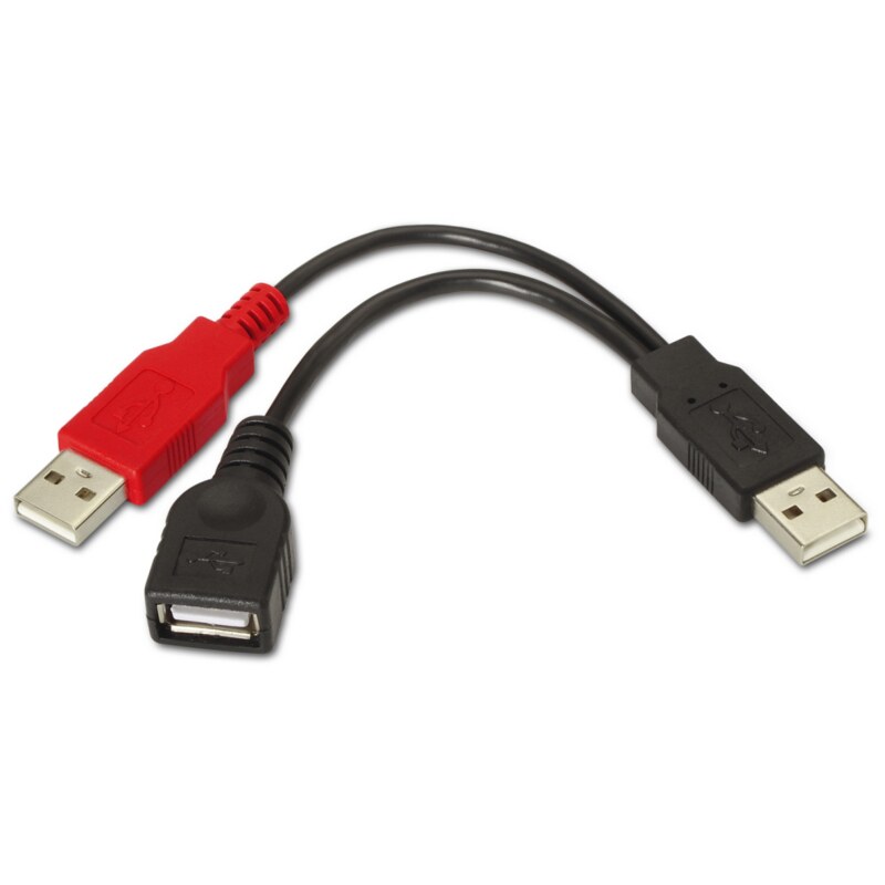 AISENS A101-0030 cable USB USB 2.0 0,15 m 2 x USB A USB A Negro, Rojo