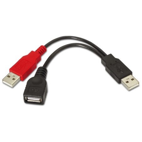 AISENS A101-0030 cable USB USB 2.0 0,15 m 2 x USB A USB A Negro, Rojo