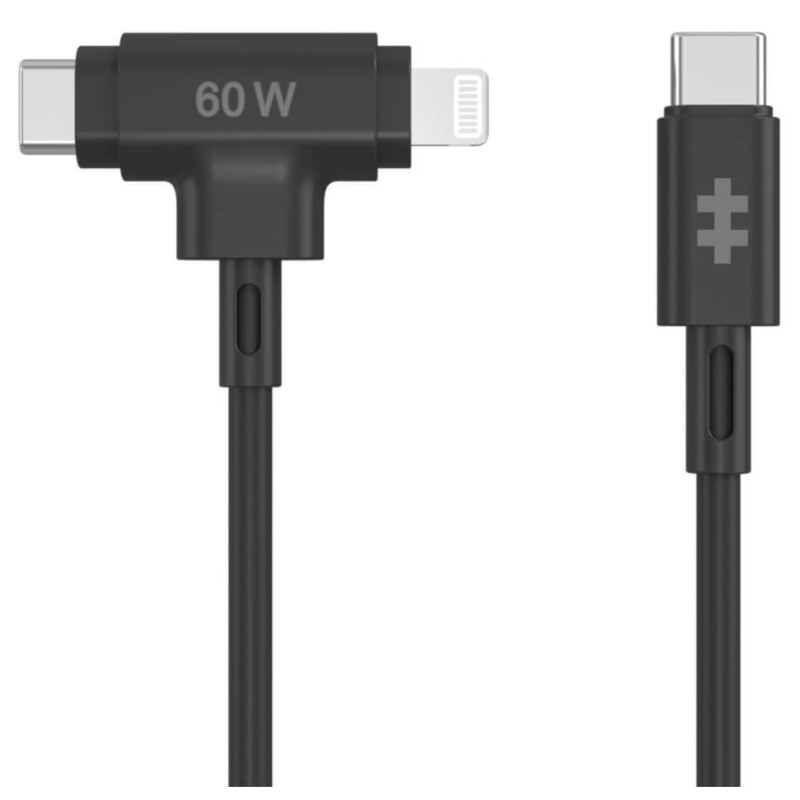 HYPER HyperJuice cable USB USB 2.0 1,5 m USB C USB C/Lightning 60 W Negro