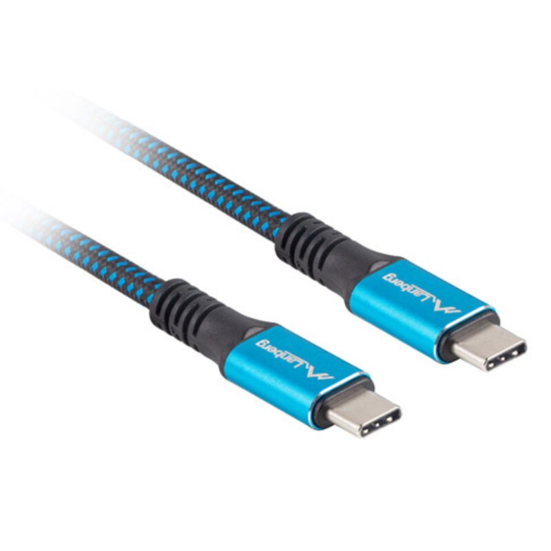 Lanberg CA-CMCM-45CU-0012-BK cable USB USB4 Gen 2x2 0,12 m USB C Negro, Azul