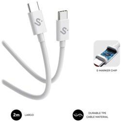 SUBBLIM CABLE PLUS 100W C-C 2m WHITE