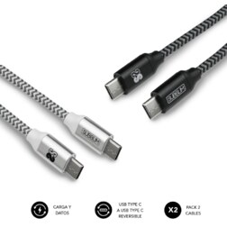 SUBBLIM PACK 2 CABLES USB TIPO USB-C A USB-C 1 M BLACK/SILVER