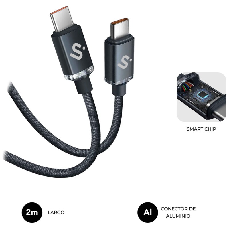 SUBBLIM CABLE OPTIMUS 60W C-C 2m BLACK