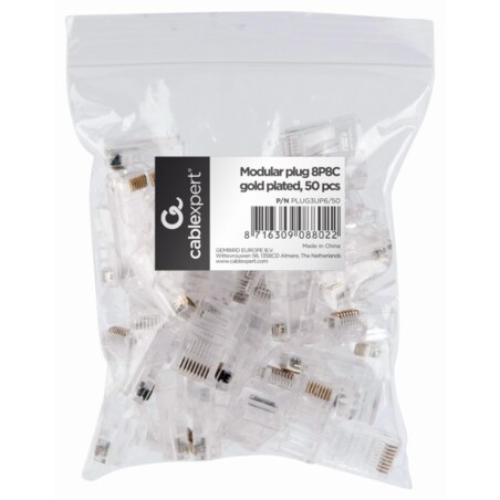Gembird PLUG3UP6/50 conector RJ-45 Transparente