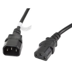 Lanberg CA-C13E-11CC-0030-BK cable de transmisión Negro 3 m C13 acoplador C14 acoplador