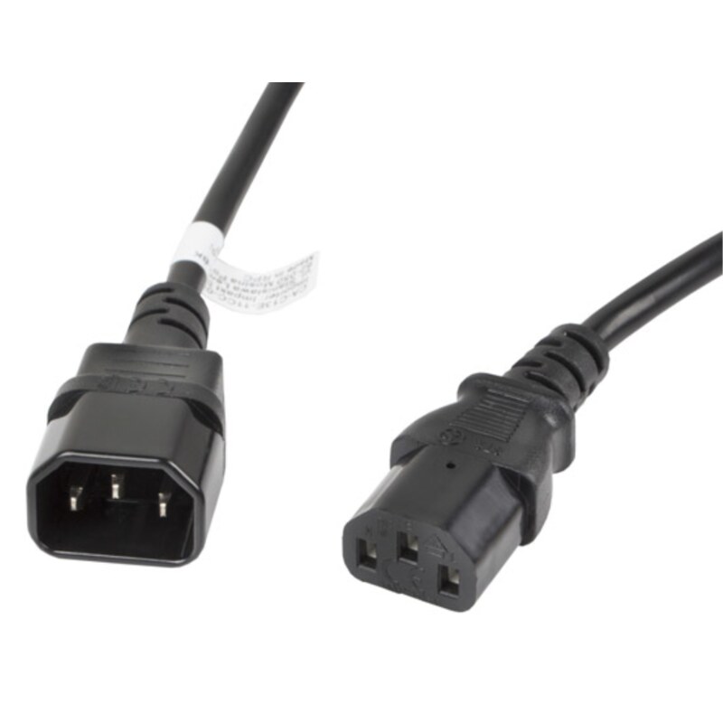 Lanberg CA-C13E-11CC-0030-BK cable de transmisión Negro 3 m C13 acoplador C14 acoplador