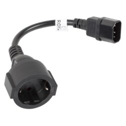 Lanberg CA-C14E-10CC-0018-BK cable de transmisión Negro 0,18 m C14 acoplador
