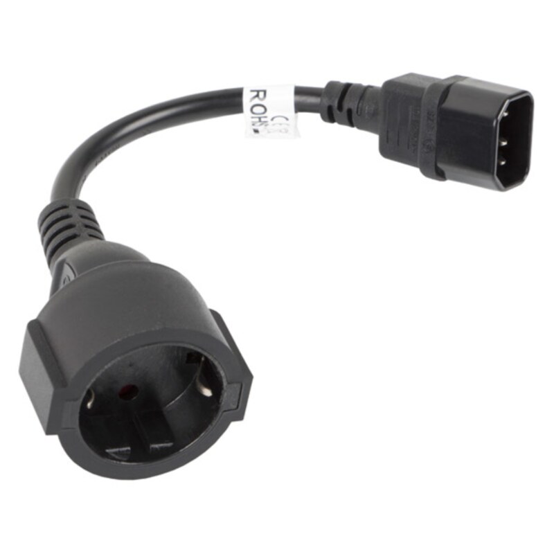 Lanberg CA-C14E-10CC-0018-BK cable de transmisión Negro 0,18 m C14 acoplador