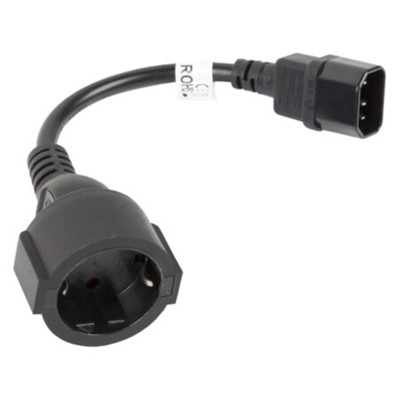 Lanberg CA-C14E-10CC-0018-BK cable de transmisión Negro 0,18 m C14 acoplador