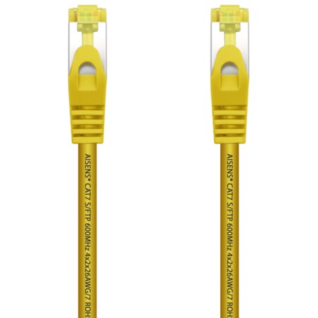 AISENS Cable De Red Latiguillo RJ45 LSZH Cat.7 600 MHz S/FTP PIMF AWG26, Amarillo, 1.0 m