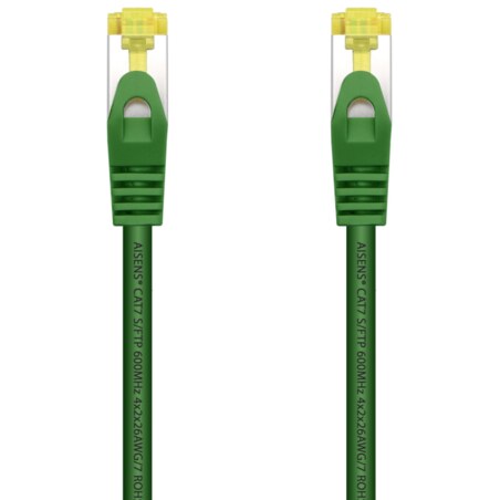 AISENS Cable De Red Latiguillo RJ45 LSZH Cat.7 600 MHz S/FTP PIMF AWG26, Verde, 25 cm