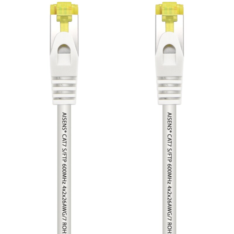 AISENS Cable De Red Latiguillo RJ45 LSZH Cat.7 600 MHz S/FTP PIMF AWG26, Blanco, 1.0 m