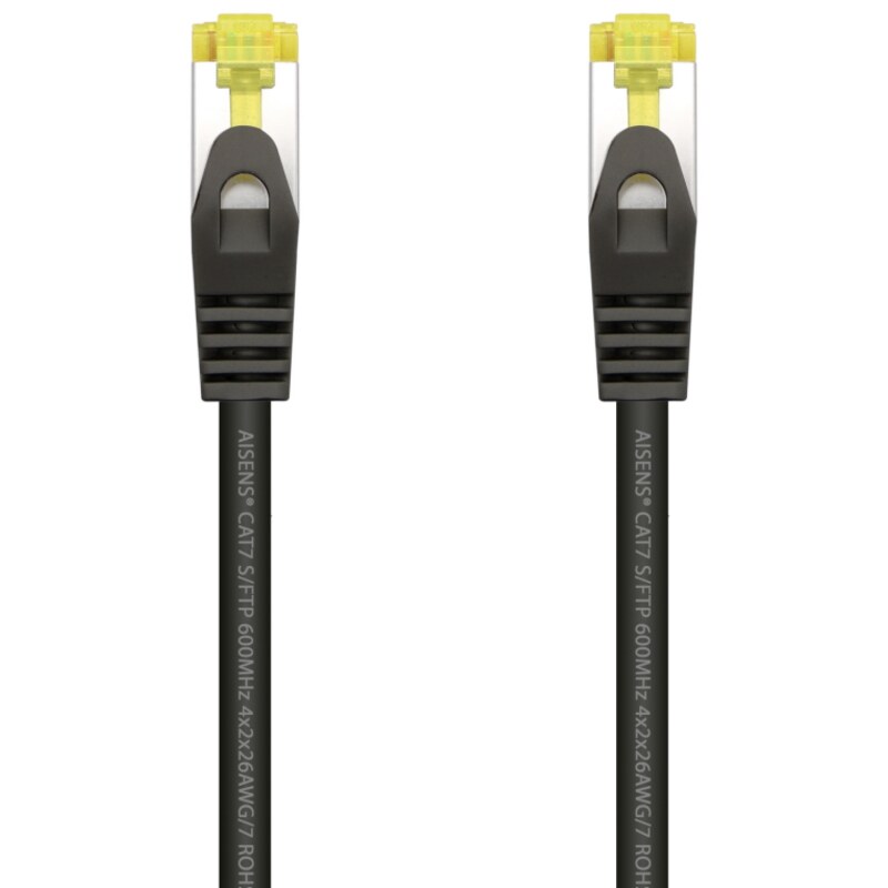 AISENS Cable De Red Latiguillo RJ45 LSZH Cat.7 600 MHz S/FTP PIMF AWG26, Negro, 1.0 m