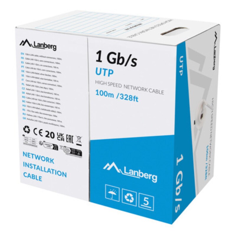 Lanberg LCU6-10CC-0100-S cable de red Gris 100 m U/UTP (UTP)