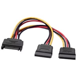 AISENS A131-0353 cable de SATA 0,2 m SATA de 15 pines 2 x SATA de 15 pines Negro, Rojo, Amarillo