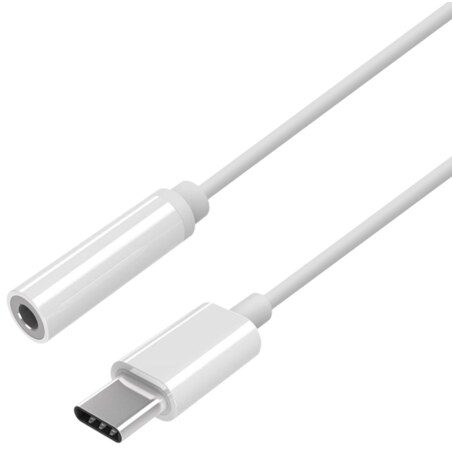 AISENS Conversor USB-C a audio estilo Apple, USB-C/M-Jack 3.5/H, Blanco, 15 cm