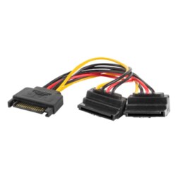 Lanberg CA-SASA-10CU-0015 cable de SATA 0,15 m SATA de 15 pines 2 x SATA de 15 pines Negro, Rojo, Amarillo