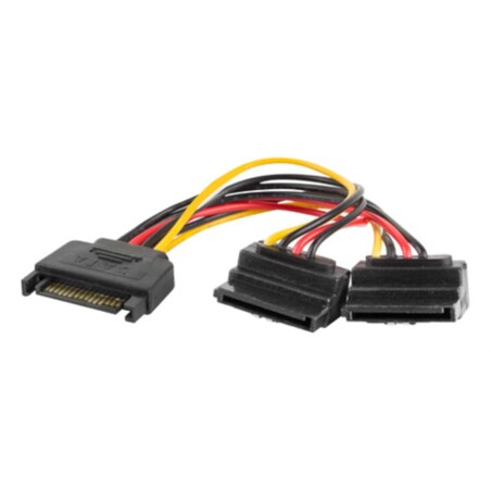 Lanberg CA-SASA-10CU-0015 cable de SATA 0,15 m SATA de 15 pines 2 x SATA de 15 pines Negro, Rojo, Amarillo