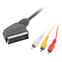 Lanberg CA-EURC-10CC-0018-BK cable EUROCONECTOR 1,8 m SCART (21-pin) 3 x RCA Negro