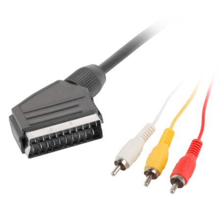 Lanberg CA-EURC-10CC-0018-BK cable EUROCONECTOR 1,8 m SCART (21-pin) 3 x RCA Negro