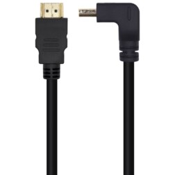 AISENS Cable HDMI V2.0 Acodado Premium Alta Velocidad / HEC 4K@60Hz 18Gbps, A/M-A/M, Negro, 1.0m