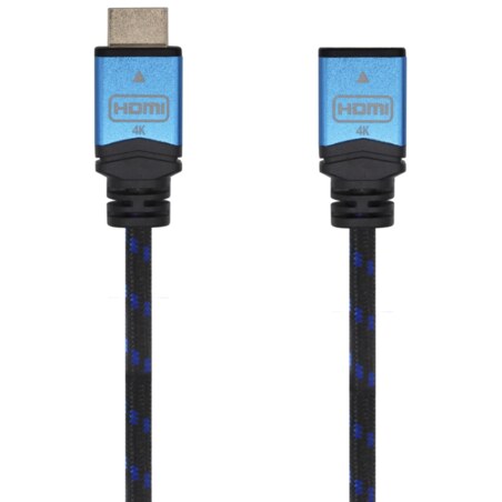 AISENS Cable HDMI V2.0 Prolongador Premium Alta Velocidad / HEC 4K@60Hz 18Gbps, A/M-A/H, Negro/Azul, 2.0m