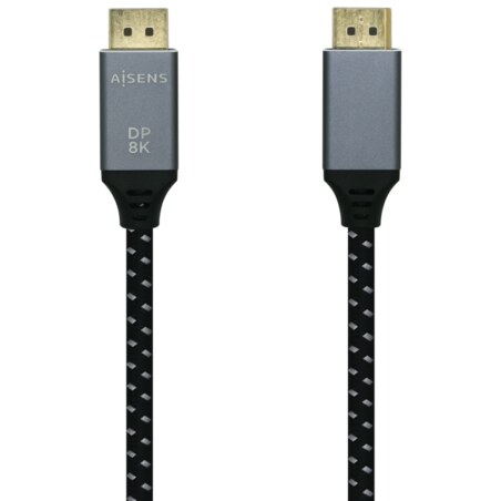 AISENS Cable Displayport V1.4 8k@60hz, DP/M-DP/M, Gris/Negro, 0.5m