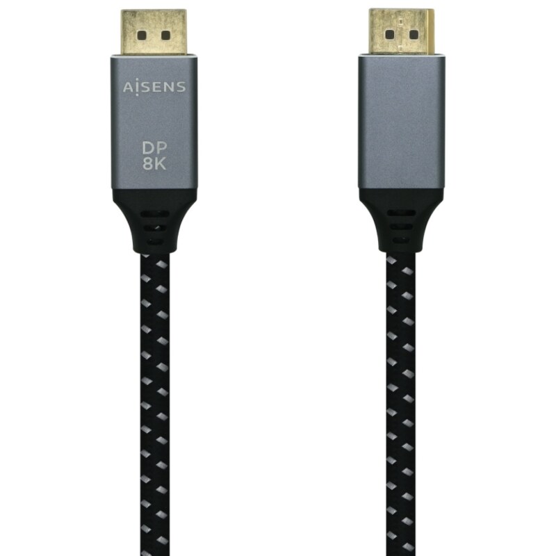 AISENS Cable Displayport V1.4 8k@60hz, DP/M-DP/M, Gris/Negro, 2.0m