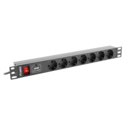 Lanberg PDU-07F-0200-BK unidad de distribución de energía (PDU) 7 salidas AC 1U Negro