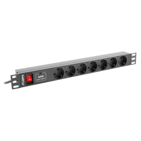 Lanberg PDU-07F-0200-BK unidad de distribución de energía (PDU) 7 salidas AC 1U Negro