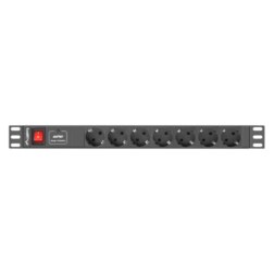 Lanberg PDU-07F-0200-IEC-BK unidad de distribución de energía (PDU) 7 salidas AC 1U Negro