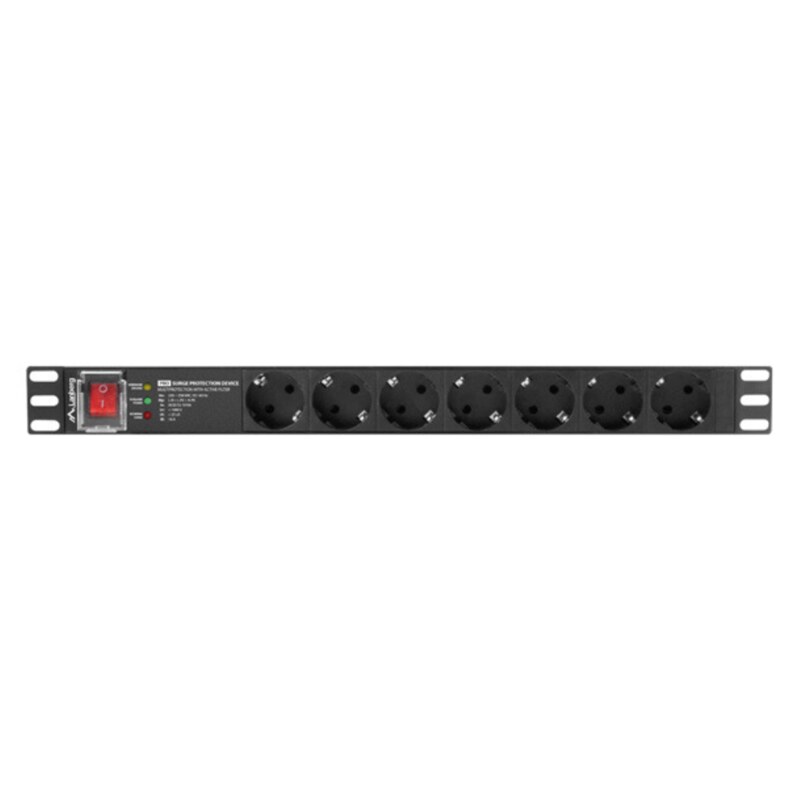 Lanberg PDU-PRO-07F-0200-BK unidad de distribución de energía (PDU) 6 salidas AC 1U Negro