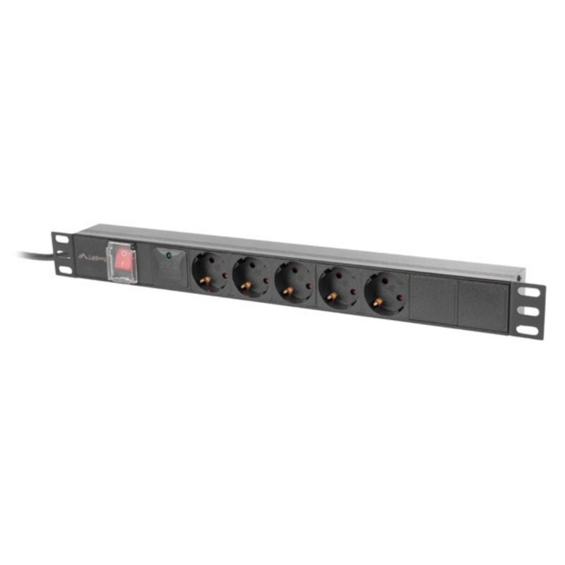 Lanberg PDU-05F-0200-BK unidad de distribución de energía (PDU) 5 salidas AC 1U Negro
