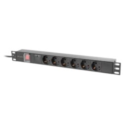Lanberg PDU-06F-0200-BK unidad de distribución de energía (PDU) 6 salidas AC 1U Negro