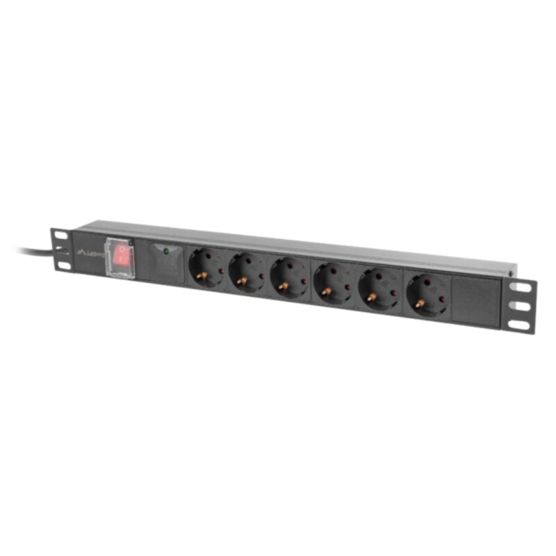 Lanberg PDU-06F-0200-BK unidad de distribución de energía (PDU) 6 salidas AC 1U Negro