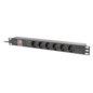 Lanberg PDU-06F-0200-BK unidad de distribución de energía (PDU) 6 salidas AC 1U Negro