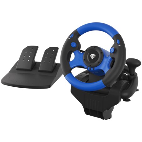 GENESIS Seaborg 350 Negro, Azul USB Volante + Pedales Nintendo Switch, PC, PlayStation 4, Playstation 3, Xbox 360, Xbox One, Xbo