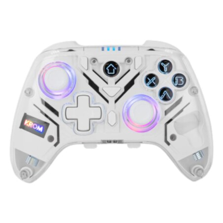 Krom NXKROMKRYSTAL mando y volante Transparente, Blanco Bluetooth/USB Gamepad Analógico/Digital Android, Nintendo Switch, Ninten