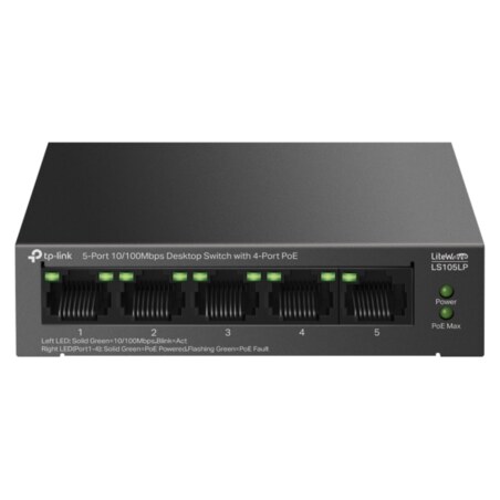 TP-Link LiteWave LS105P No administrado Fast Ethernet (10/100) Energía sobre Ethernet (PoE) Negro