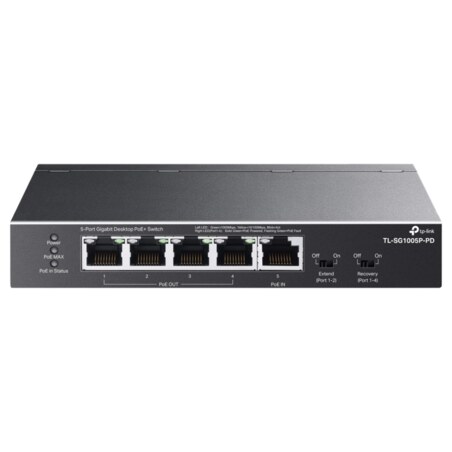TP-Link TL-SG1005P-PD switch Gigabit Ethernet (10/100/1000) Energía sobre Ethernet (PoE) Negro