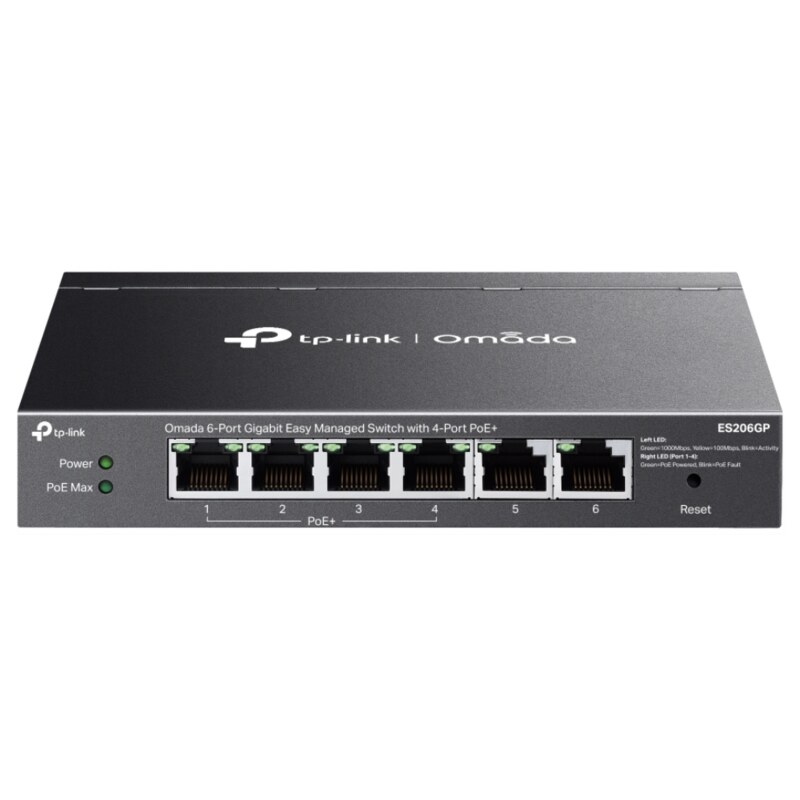 TP-Link Omada ES206GP switch Gestionado Gigabit Ethernet (10/100/1000) Energía sobre Ethernet (PoE) Negro