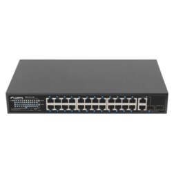 Lanberg RSFE-24P-2C-250 switch No administrado Gigabit Ethernet (10/100/1000) Energía sobre Ethernet (PoE) 1U Negro