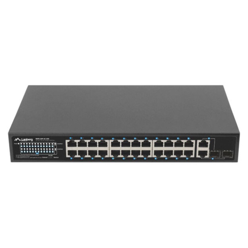 Lanberg RSFE-24P-2C-250 switch No administrado Gigabit Ethernet (10/100/1000) Energía sobre Ethernet (PoE) 1U Negro